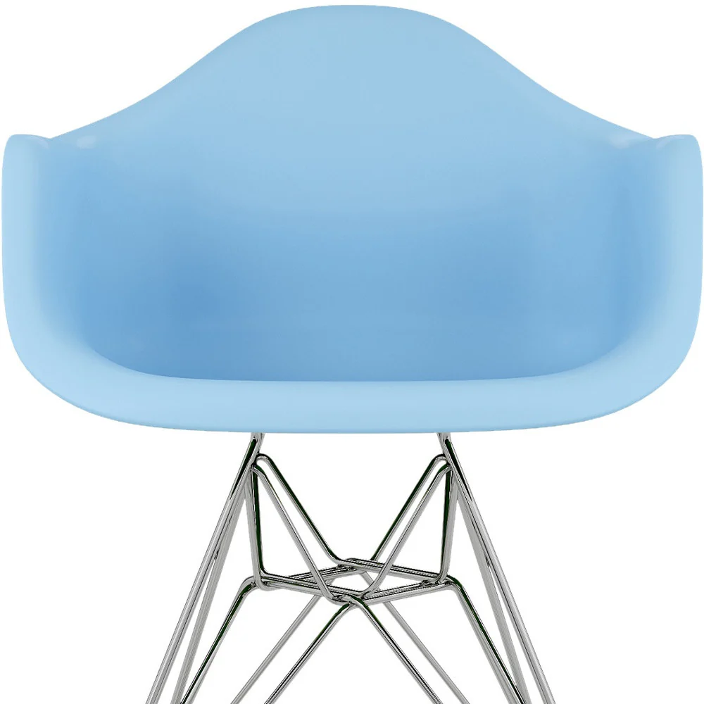 Light Blue And Silver Heavy Duty Plastic Dining Arm Chair By Homeroots - Image 8