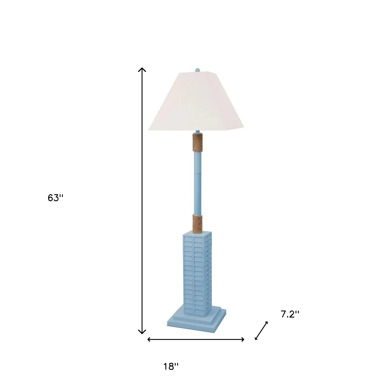 Light Blue Polyresin Floor Lamp With Tan Linen Shade By Homeroots - Image 4