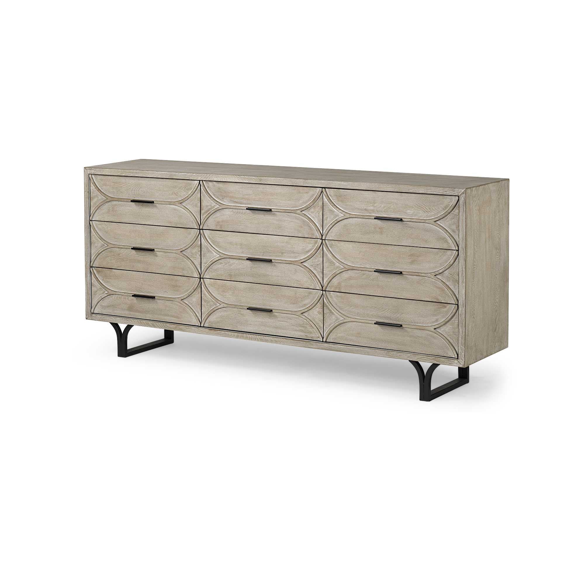 Light Brown And White Solid Mango Wood Finish Sideboard With 9 Drawers By Homeroots - Image 2