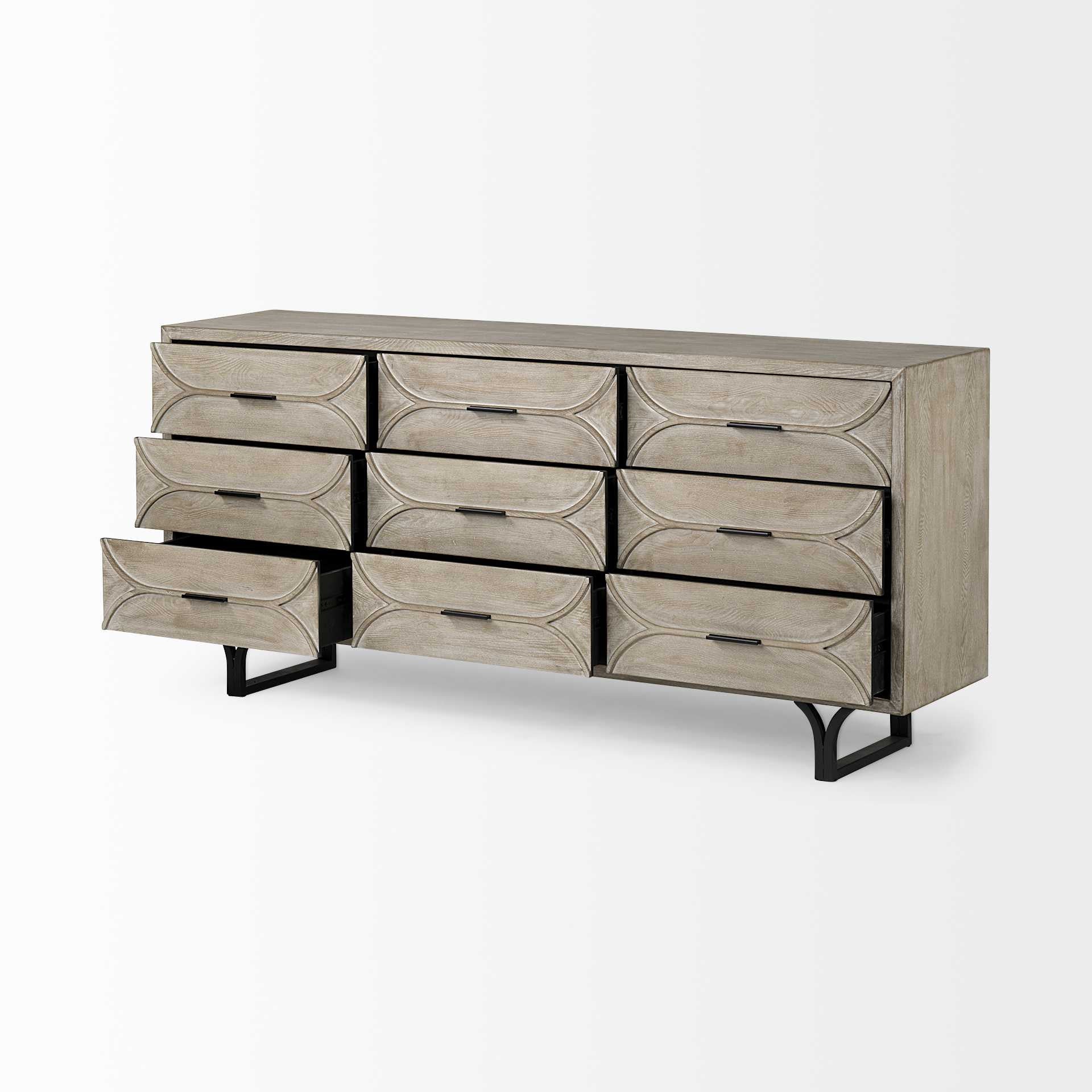 Light Brown And White Solid Mango Wood Finish Sideboard With 9 Drawers By Homeroots - Image 5