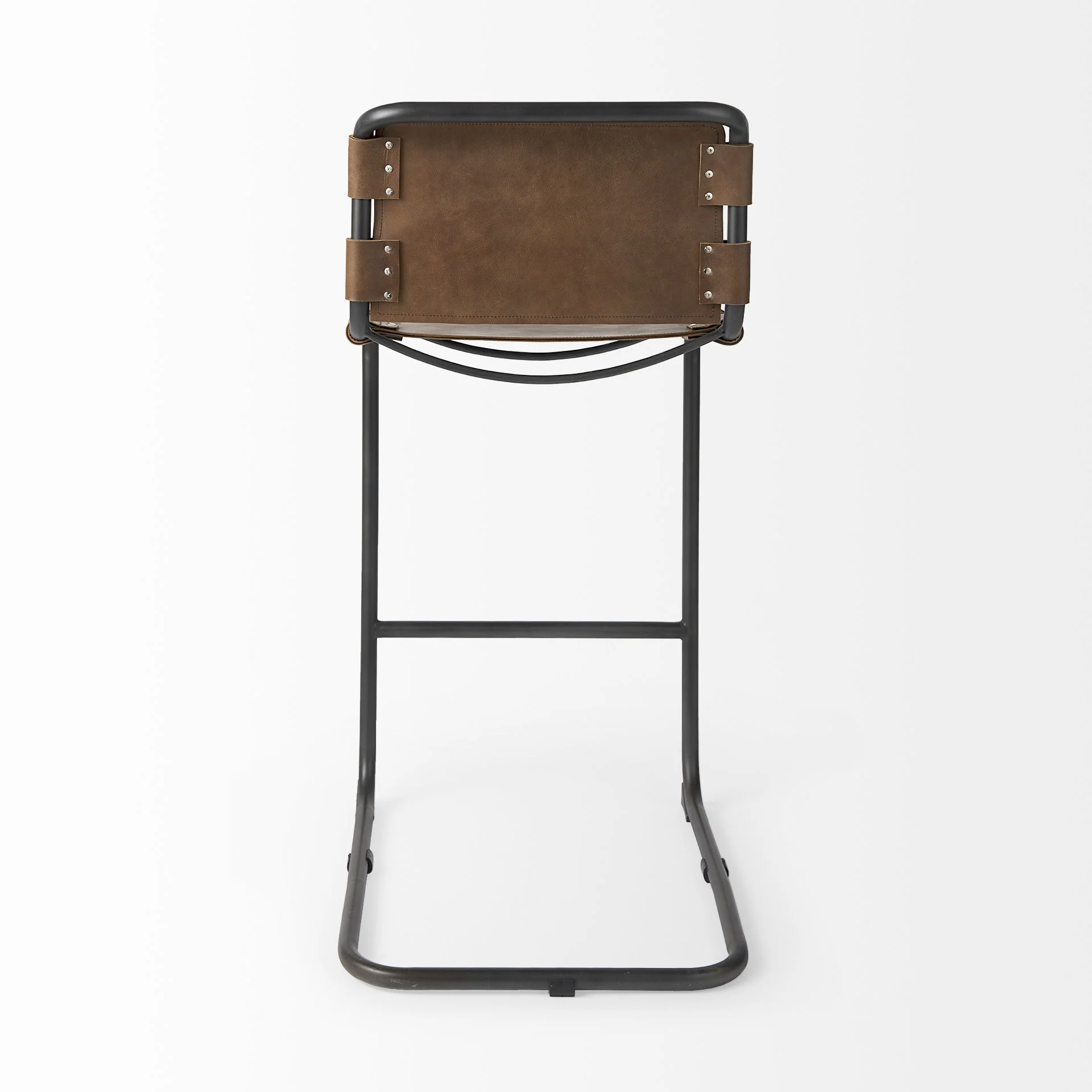 Light Brown Leather Iron Framed Bar Stool By Homeroots - Image 4