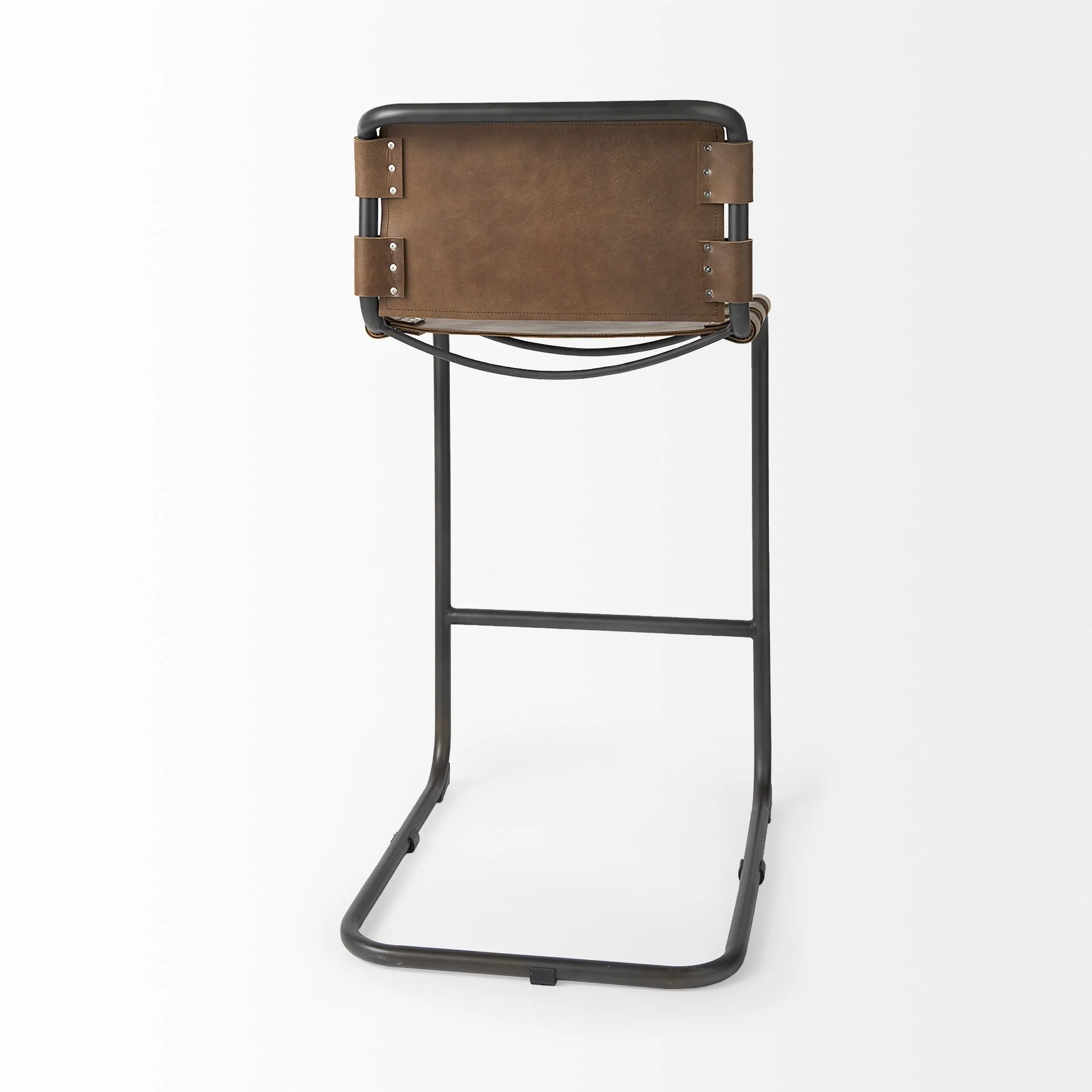 Light Brown Leather Iron Framed Bar Stool By Homeroots - Image 5