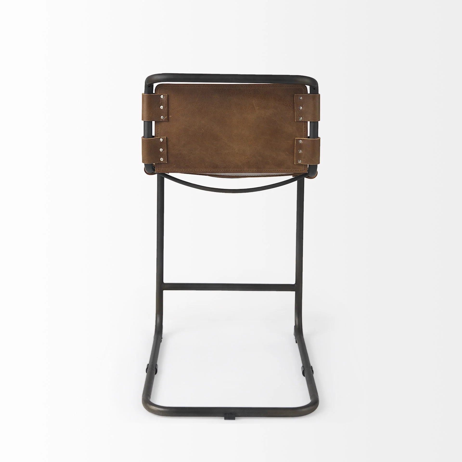 Light Brown Leather Iron Framed Counter Stool By Homeroots - Image 4