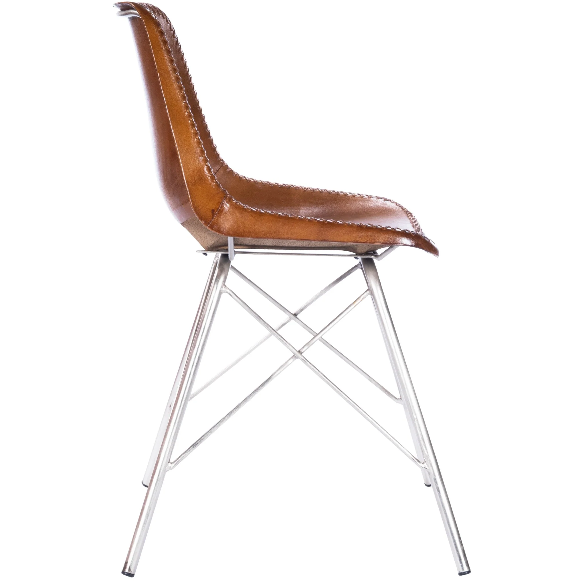 Light Brown Leather Side Chair By Homeroots - Image 2