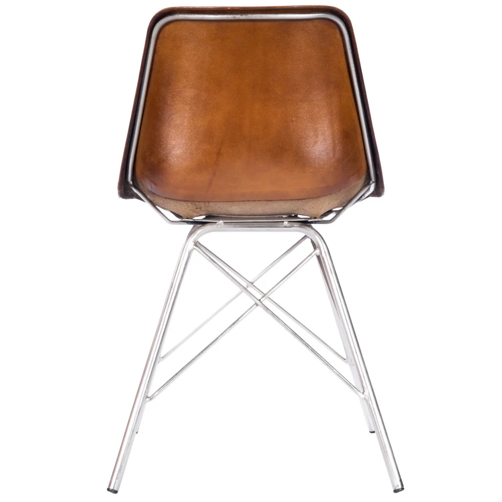 Light Brown Leather Side Chair By Homeroots - Image 3