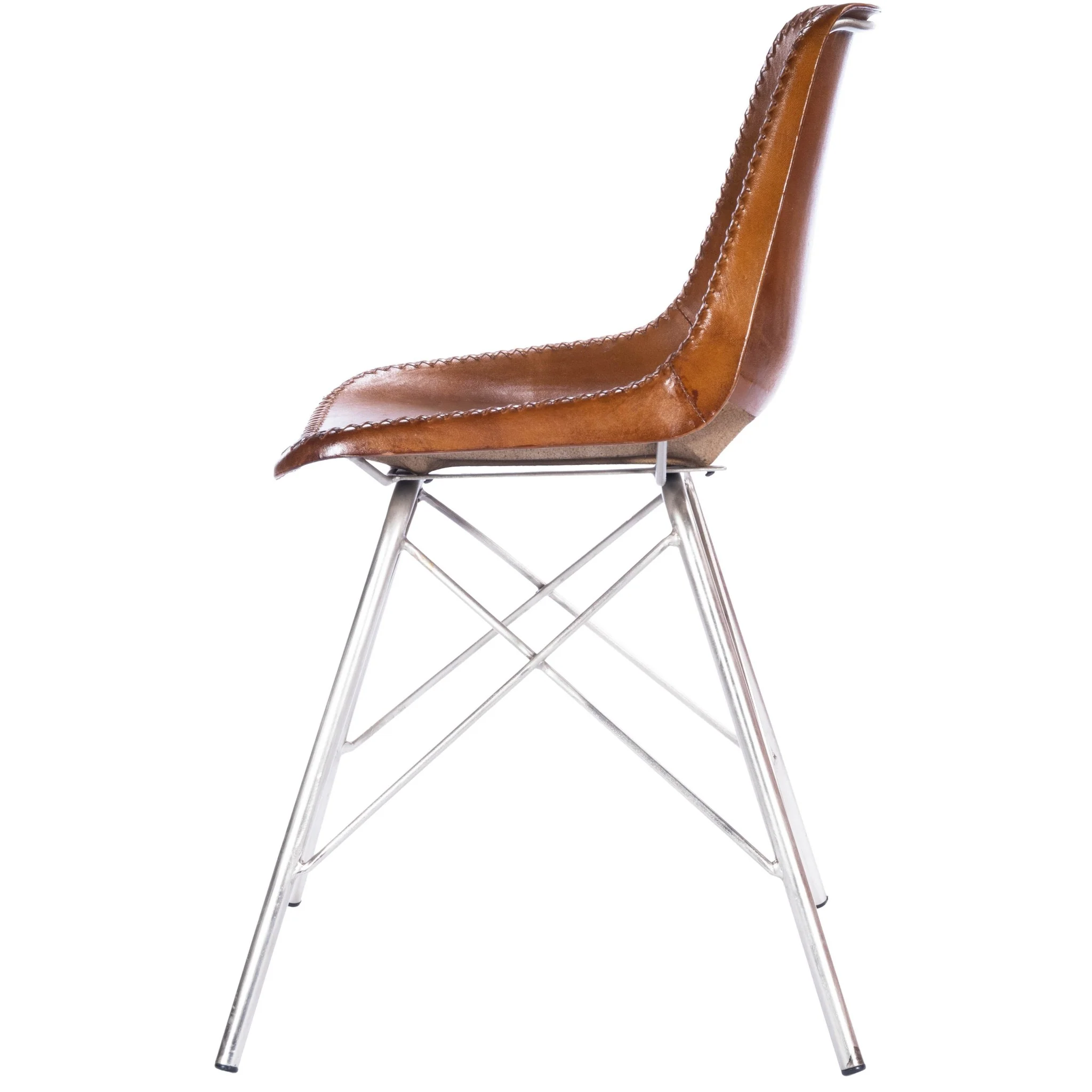 Light Brown Leather Side Chair By Homeroots - Image 4