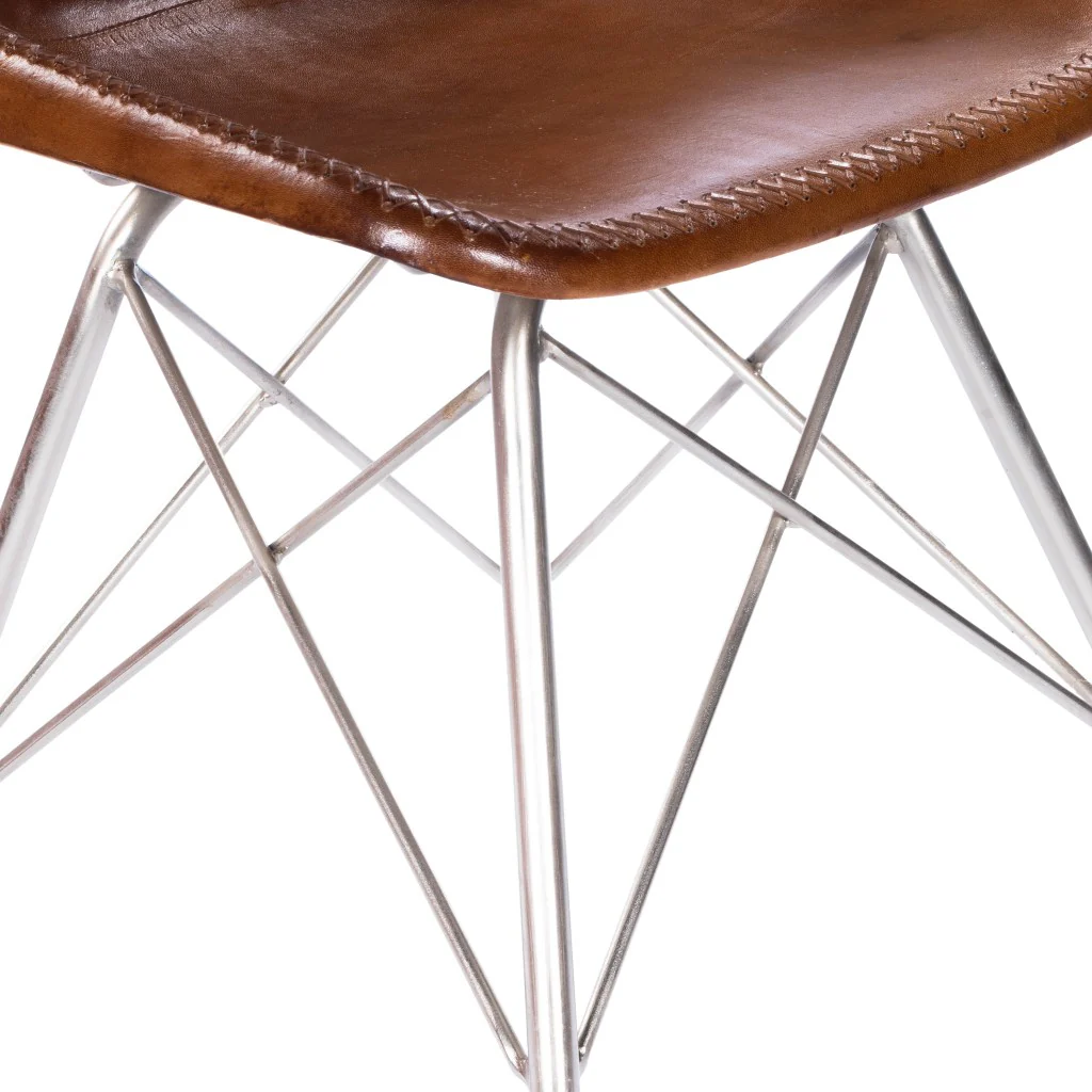 Light Brown Leather Side Chair By Homeroots - Image 6