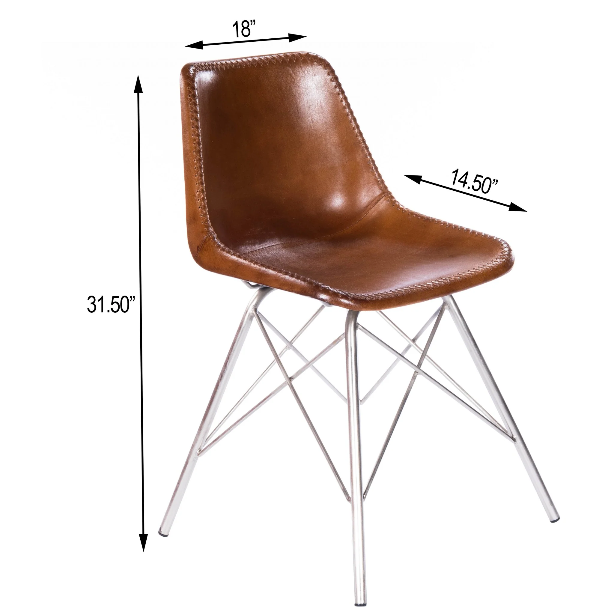 Light Brown Leather Side Chair By Homeroots - Image 7