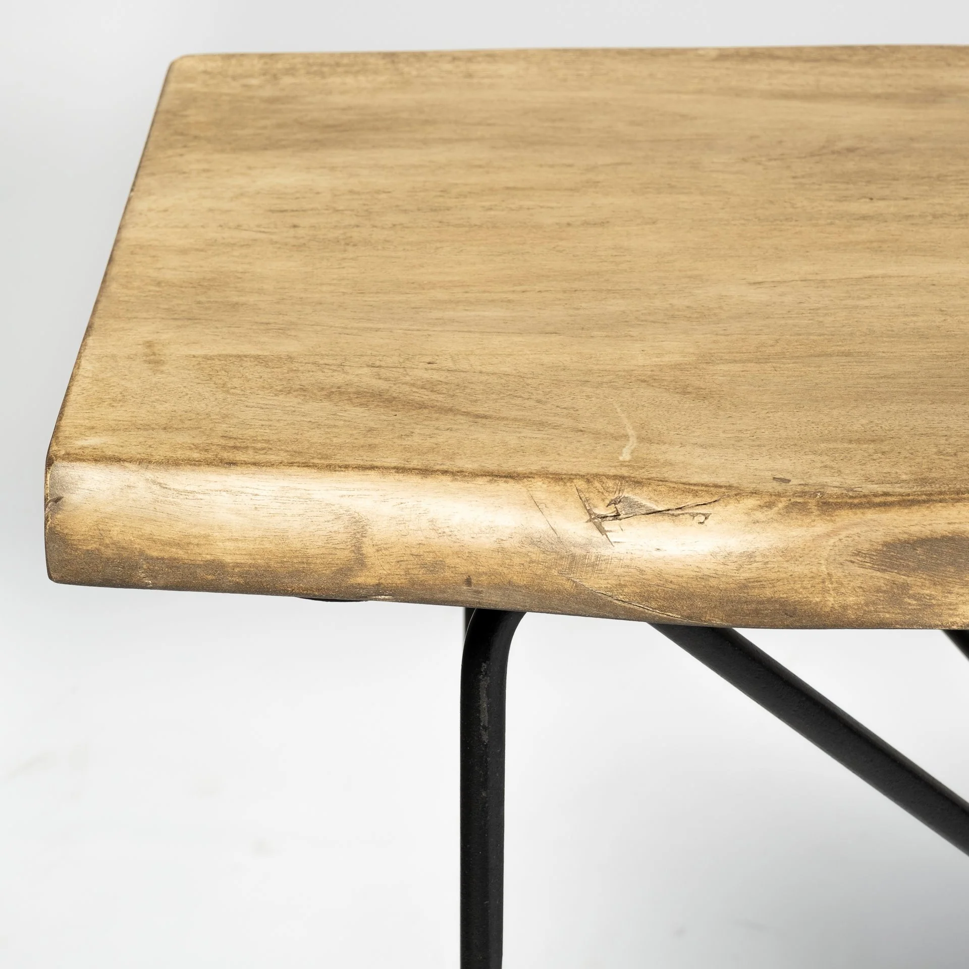 Light Brown Live Edge Solid Acacia Wood Console Table With Black Matte Iron Frame By Homeroots - Image 5
