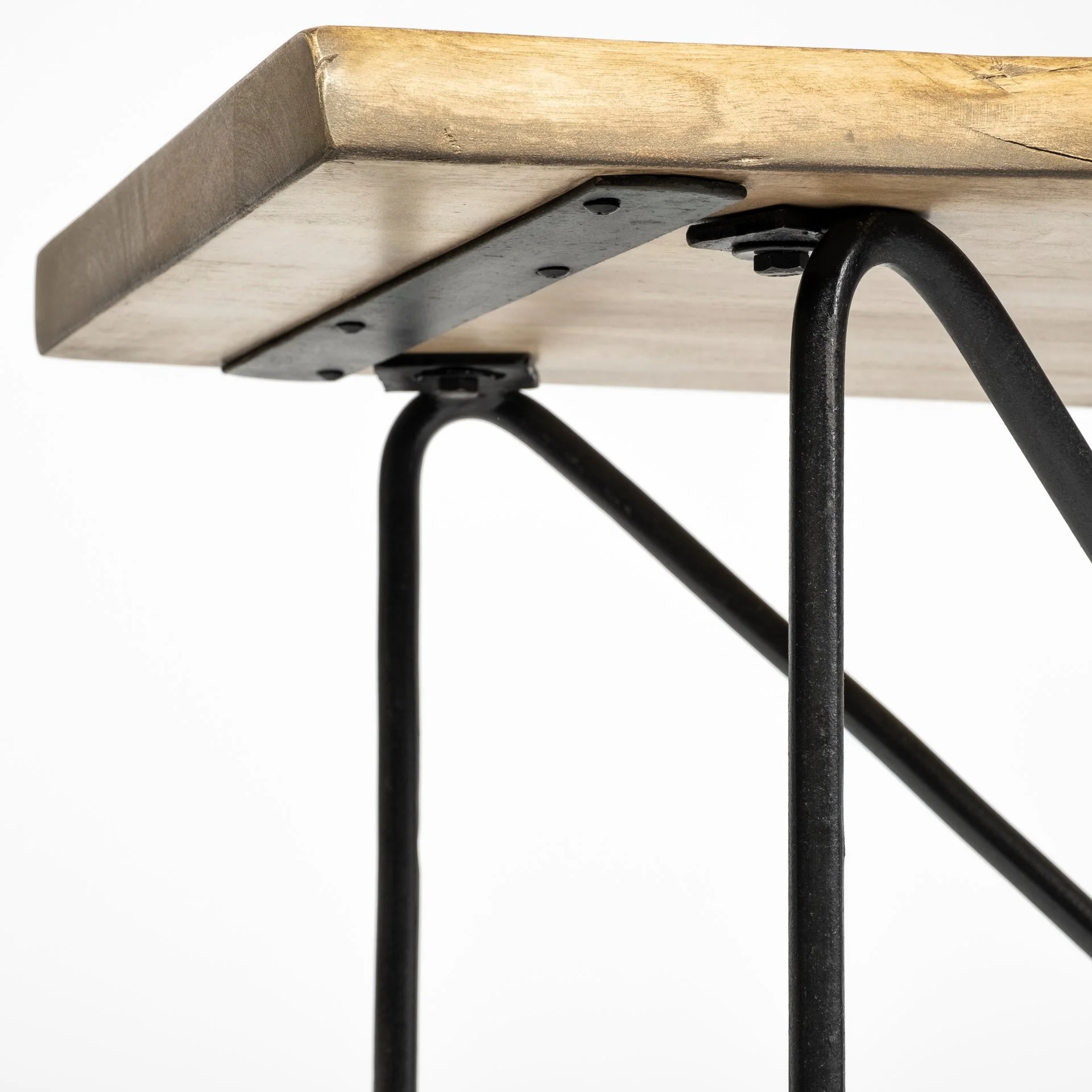 Light Brown Live Edge Solid Acacia Wood Console Table With Black Matte Iron Frame By Homeroots - Image 6