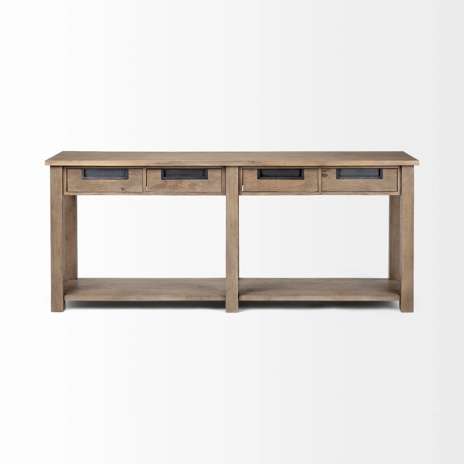 Light Brown Mango Wood Finish Console Table With 4 Drawers By Homeroots - Image 2