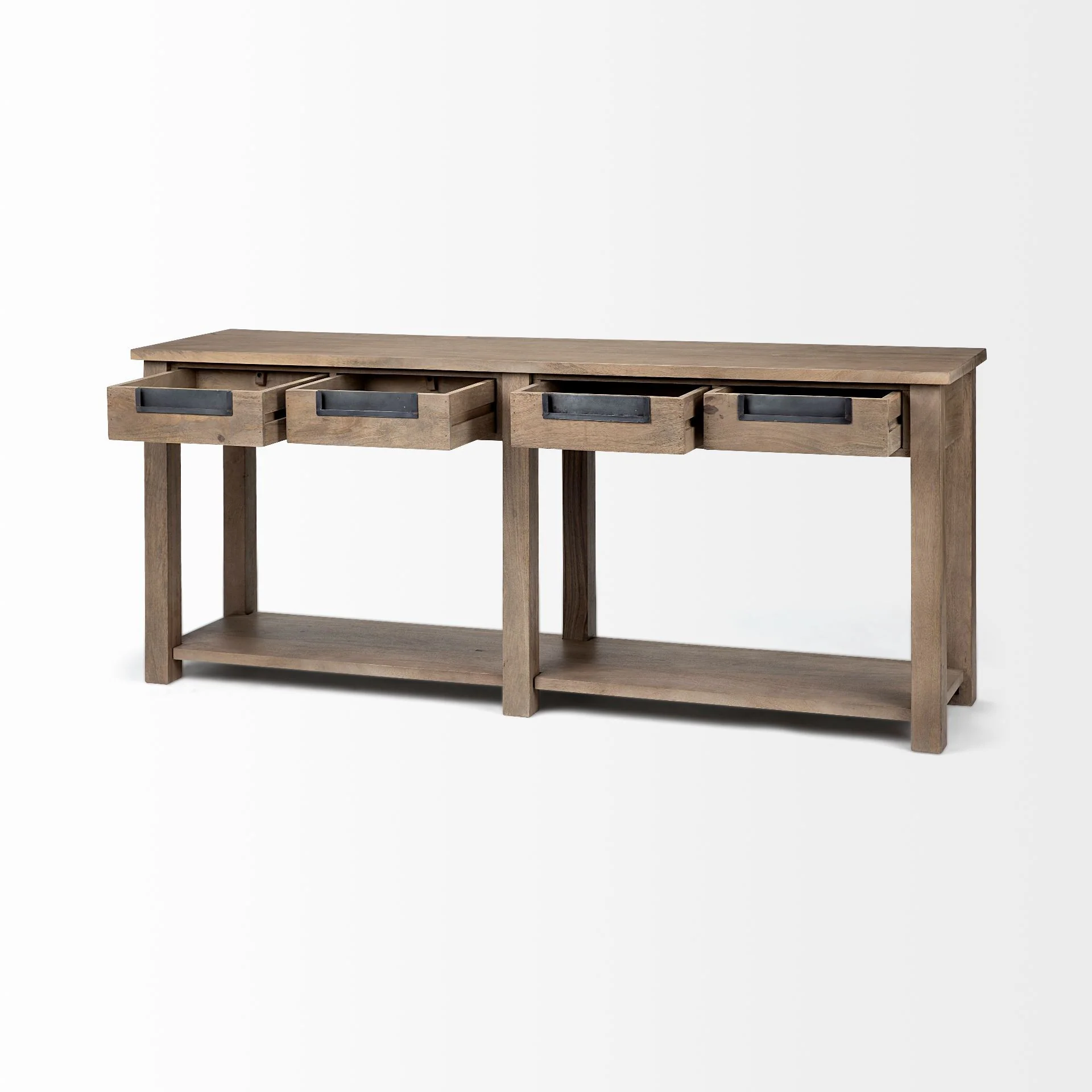 Light Brown Mango Wood Finish Console Table With 4 Drawers By Homeroots - Image 5