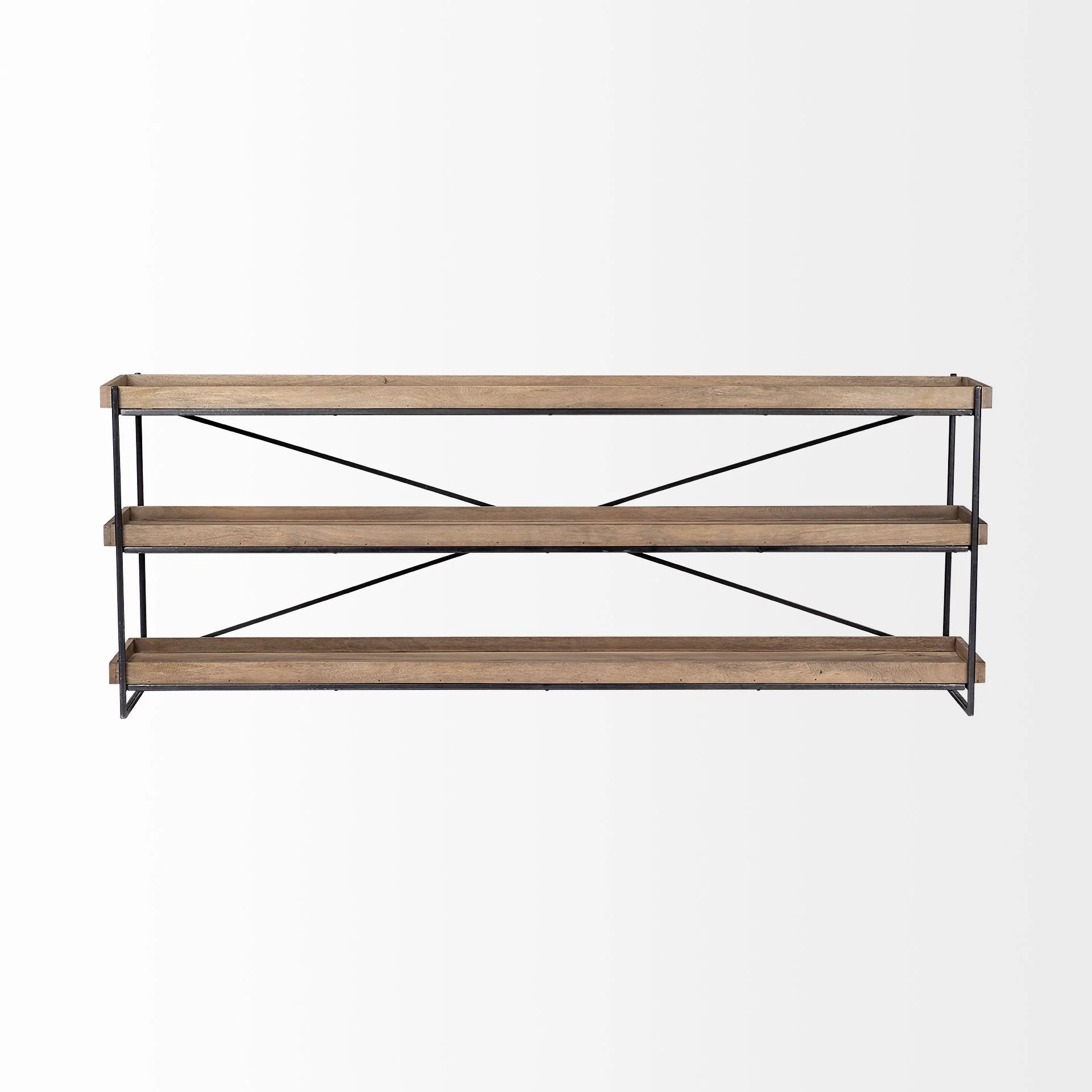 Light Brown Mango Wood Finish Console Table With Matte Black Iron Frame By Homeroots - Image 2