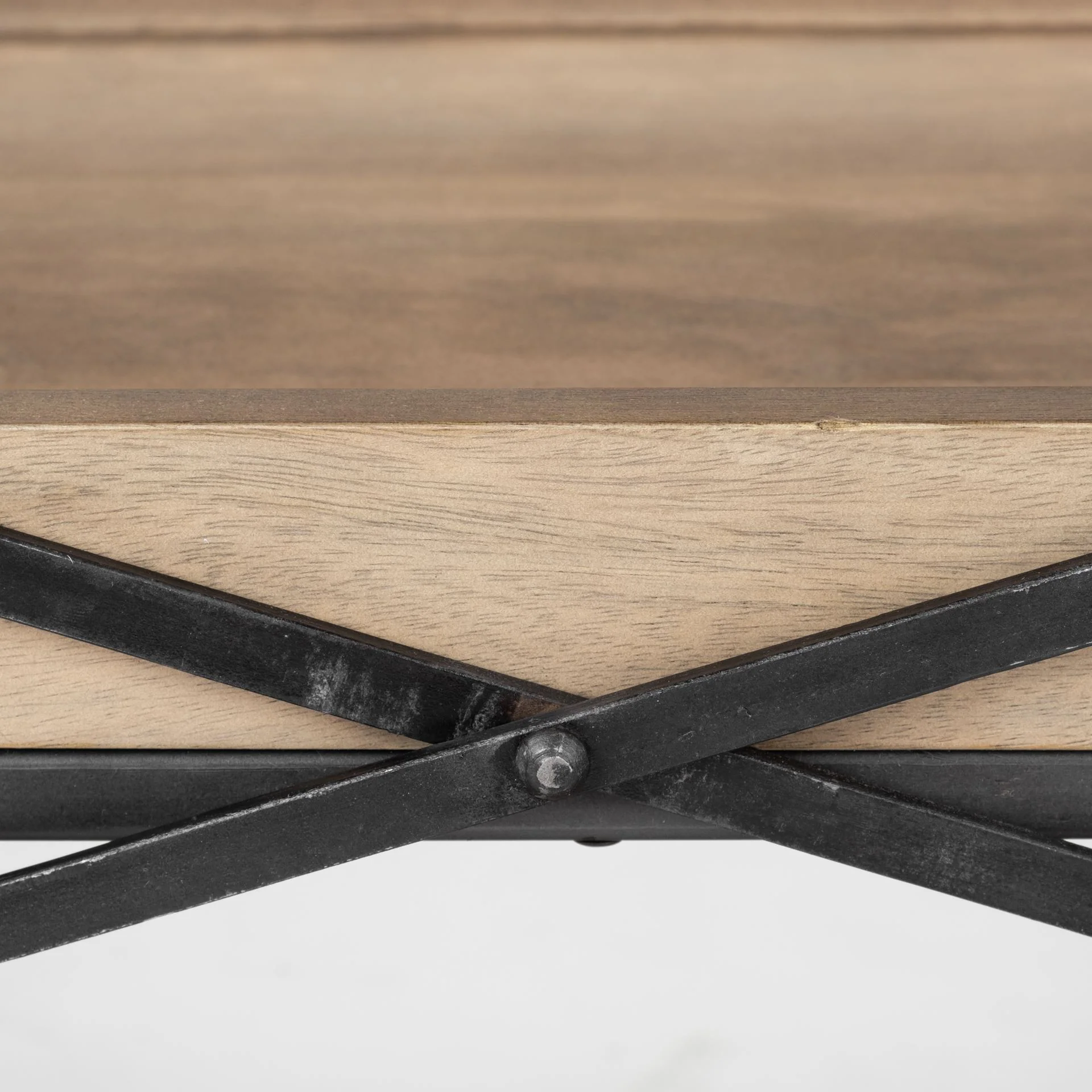 Light Brown Mango Wood Finish Console Table With Matte Black Iron Frame By Homeroots - Image 5