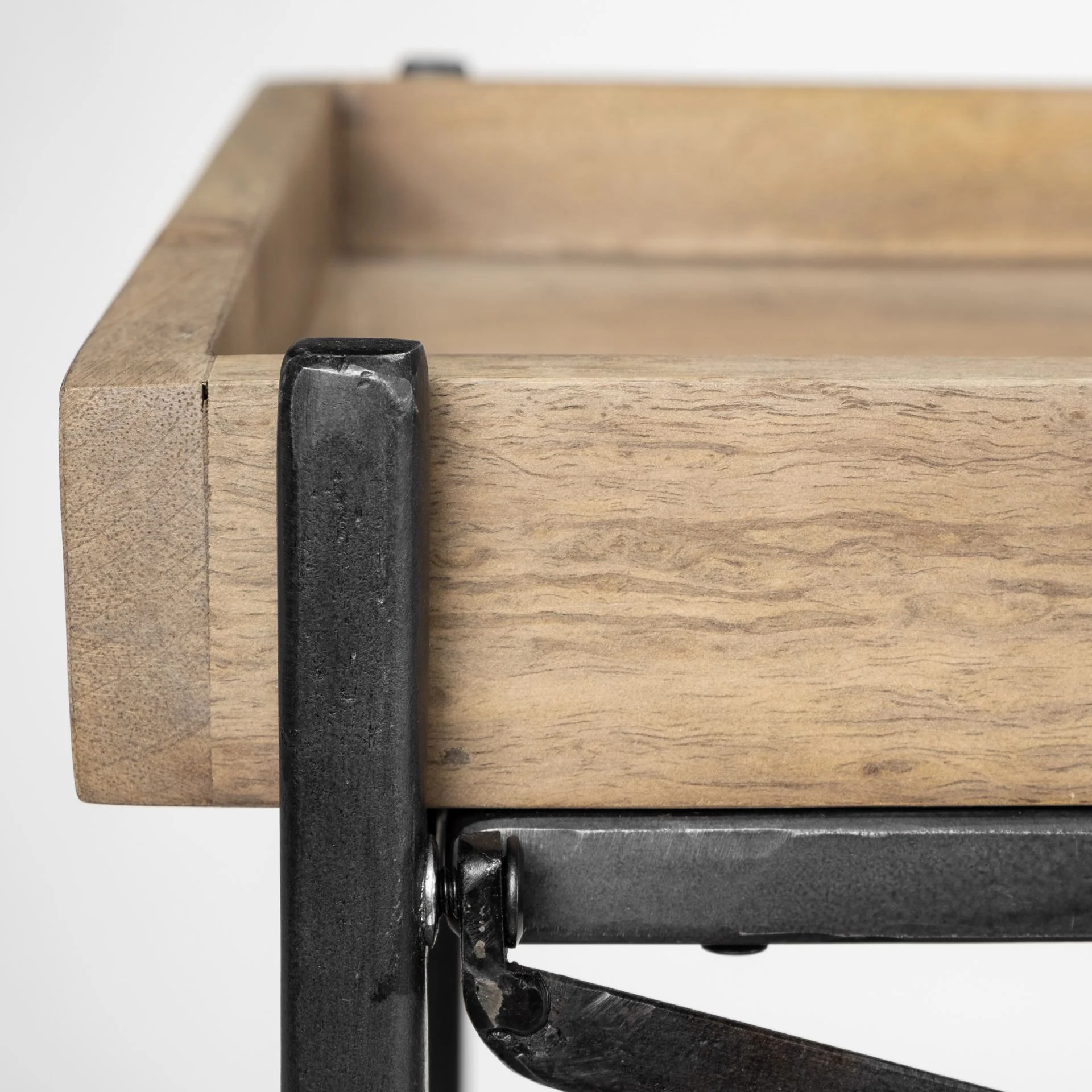 Light Brown Mango Wood Finish Console Table With Matte Black Iron Frame By Homeroots - Image 6