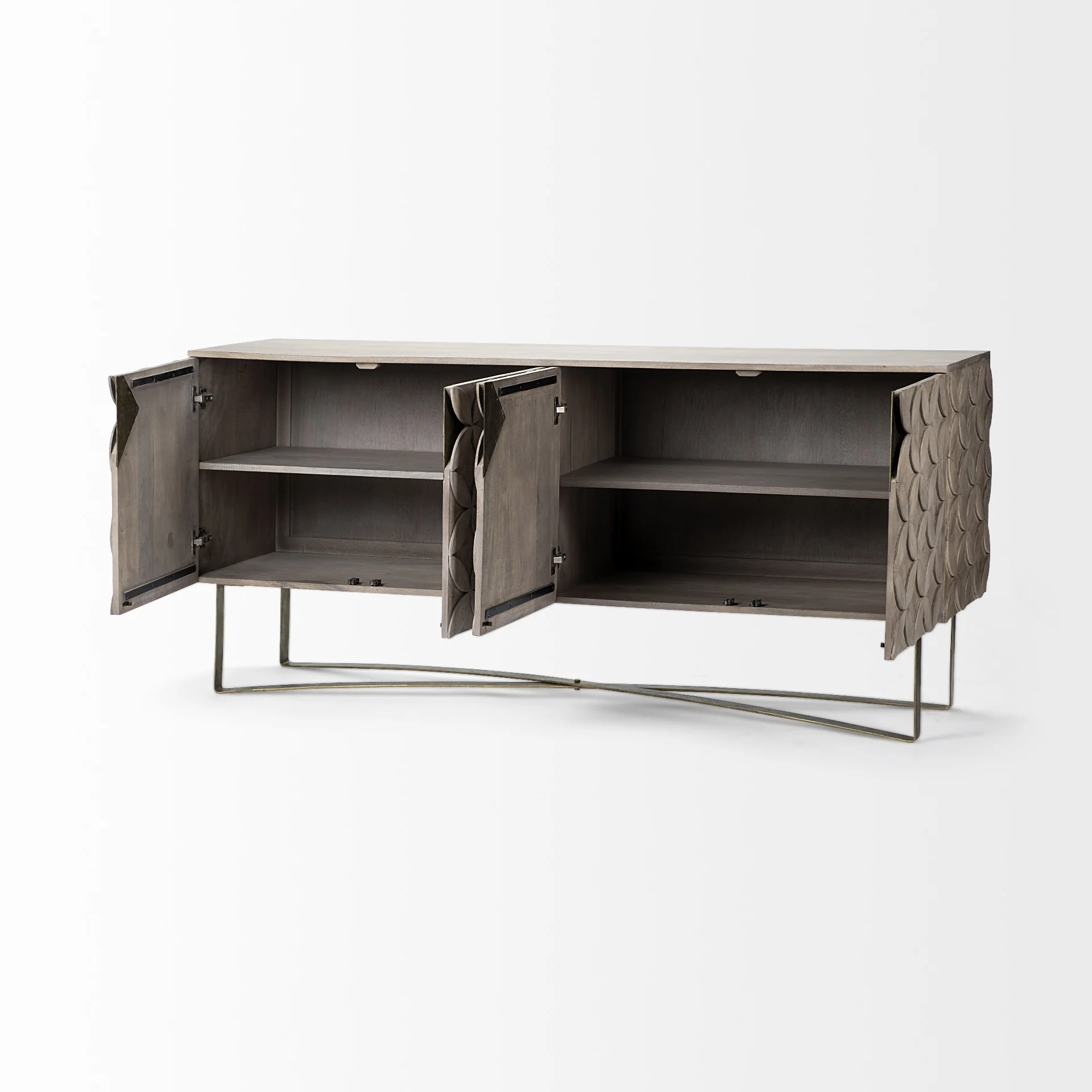 Light Brown Solid Mango Wood Finish Sideboard With 4 Cabinet Doors By Homeroots - Image 5