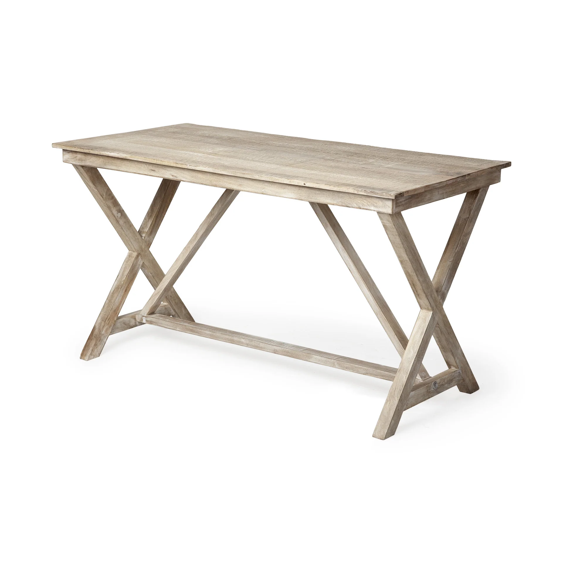 Light Brown Solid Mango Wood Office Desk With X Shaped Frame By Homeroots - Image 2