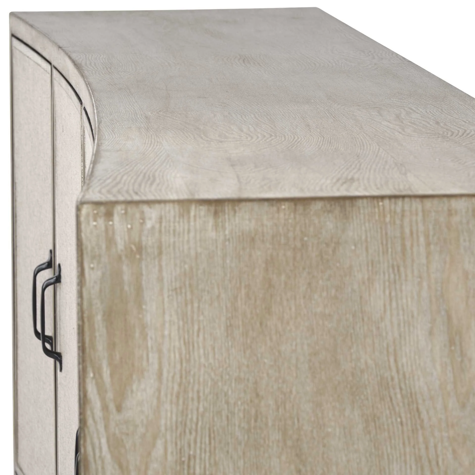 Light Brown Solid Wood Sideboard With 4 Fabric Covered Cabinet Doors By Homeroots - Image 6