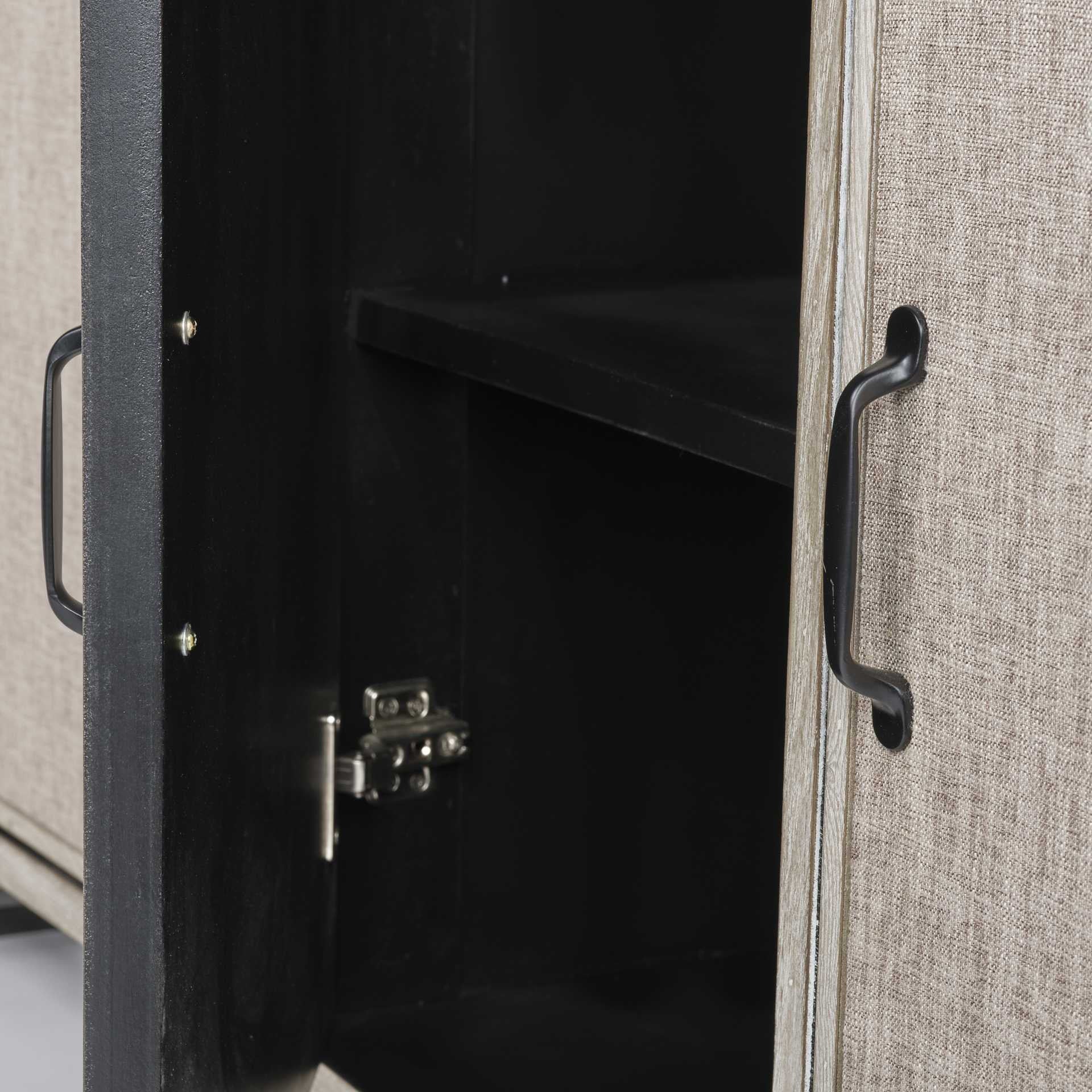 Light Brown Solid Wood Sideboard With 4 Fabric Covered Cabinet Doors By Homeroots - Image 7