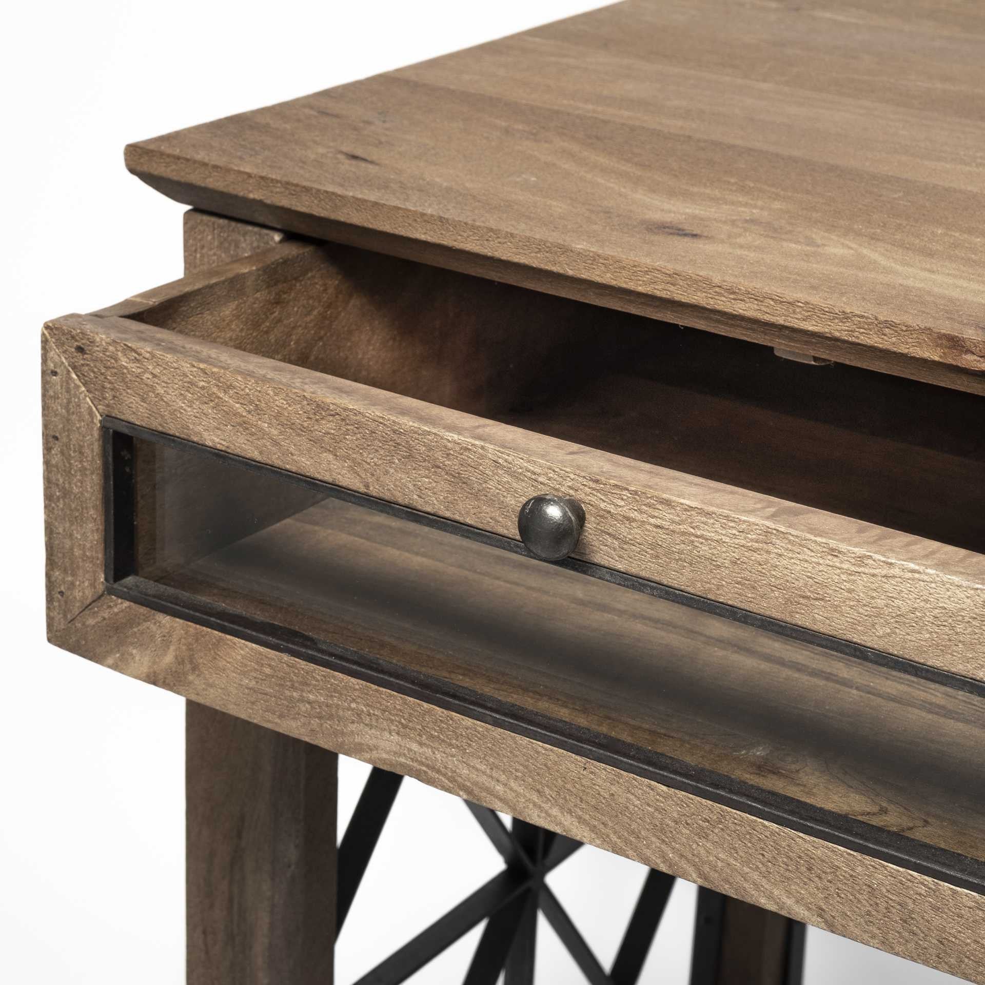 Light Brown TV Stand Media Console With 3 Glass Lined Drawers By Homeroots - Image 6