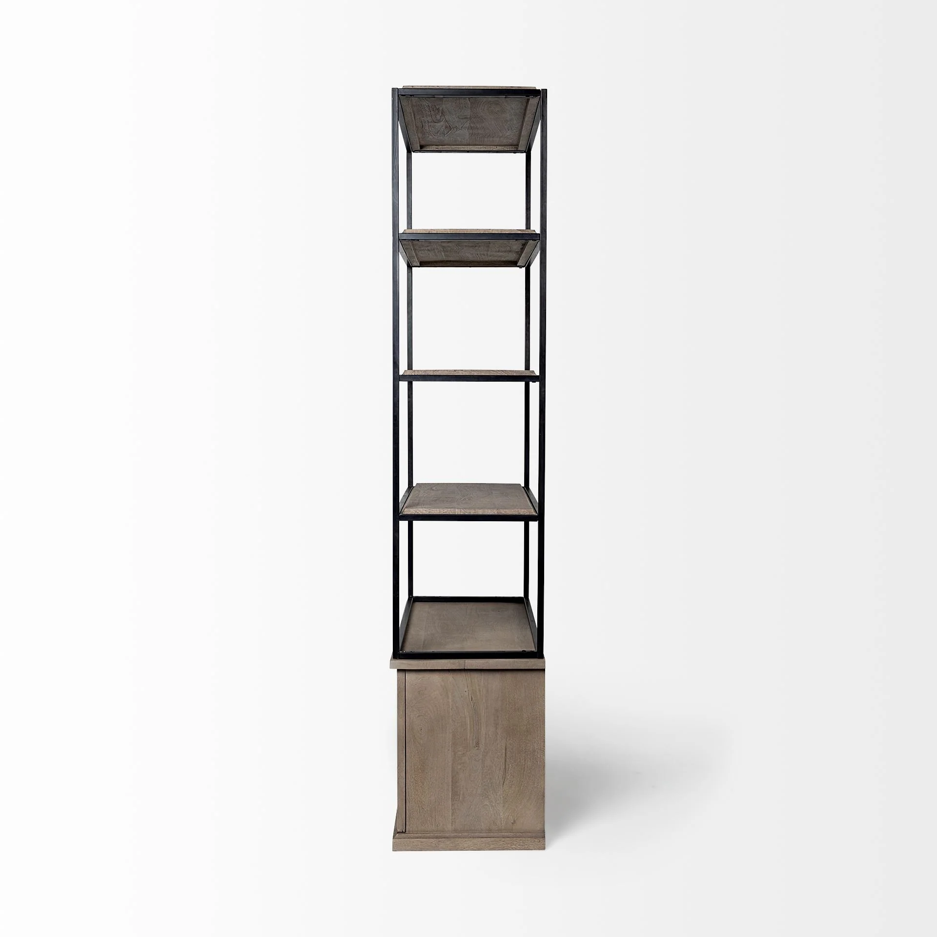 Light Brown Wood and Iron Shelving Unit with 3 Shelves By Homeroots - 380594 - Image 3