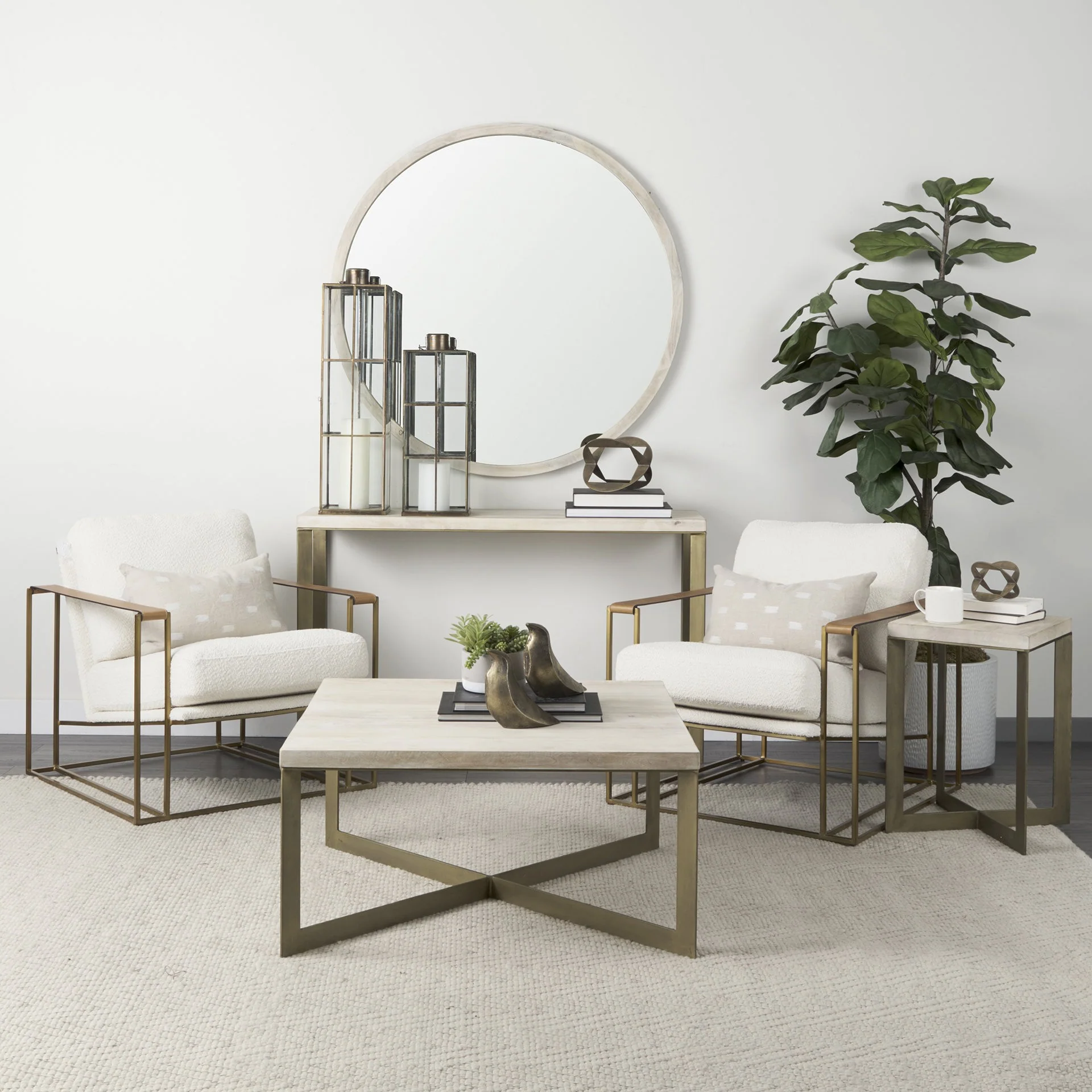Light Brown Wood and Metal Coffee Table By Homeroots - Image 2