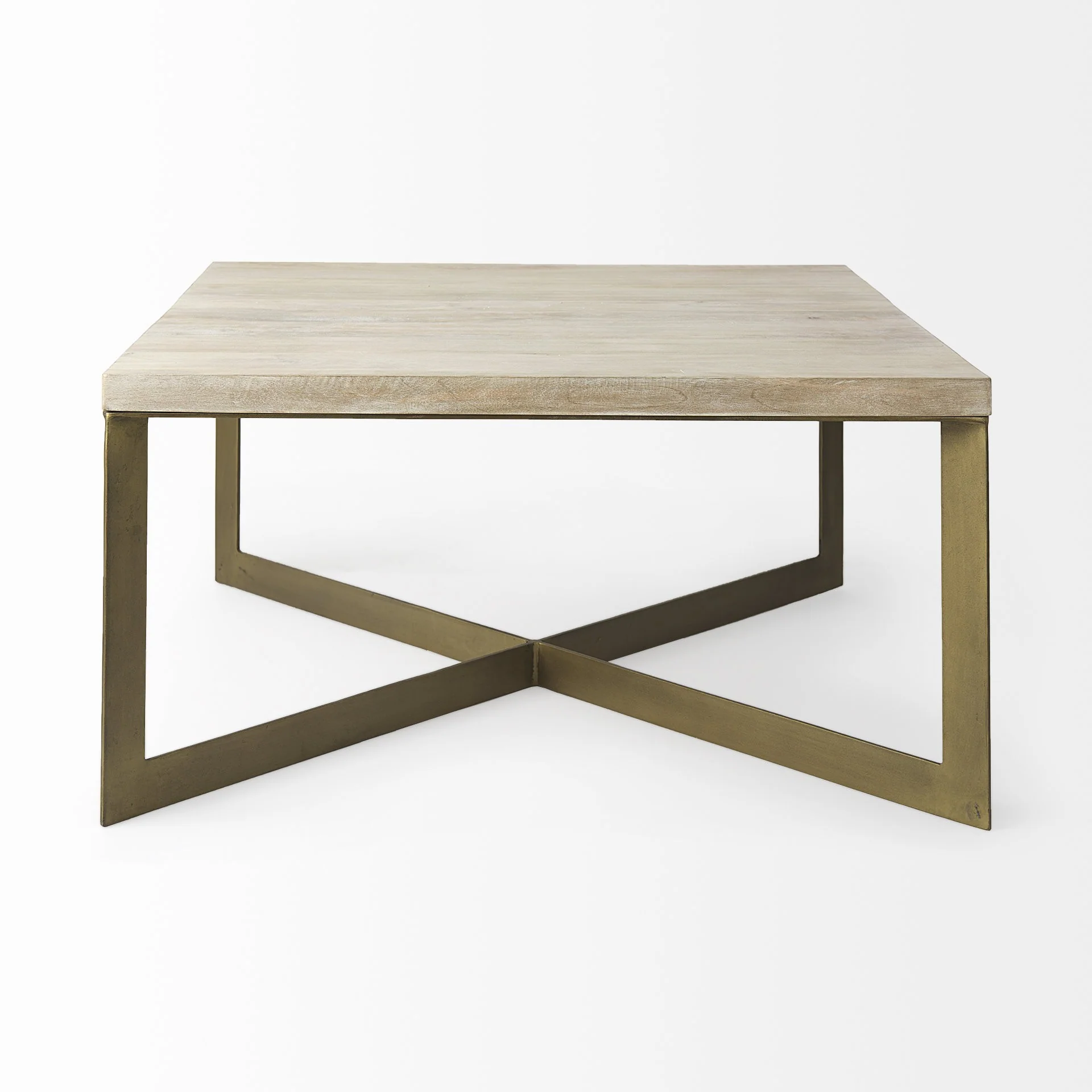 Light Brown Wood and Metal Coffee Table By Homeroots - Image 3