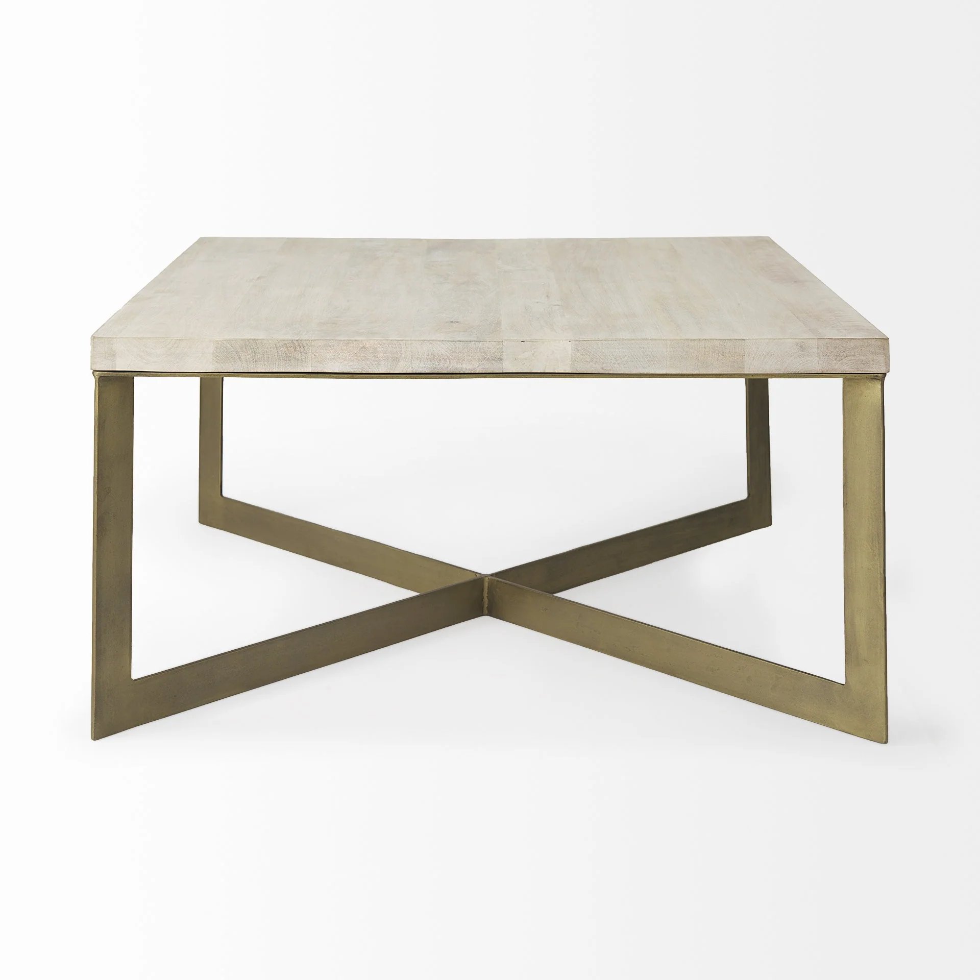 Light Brown Wood and Metal Coffee Table By Homeroots - Image 4