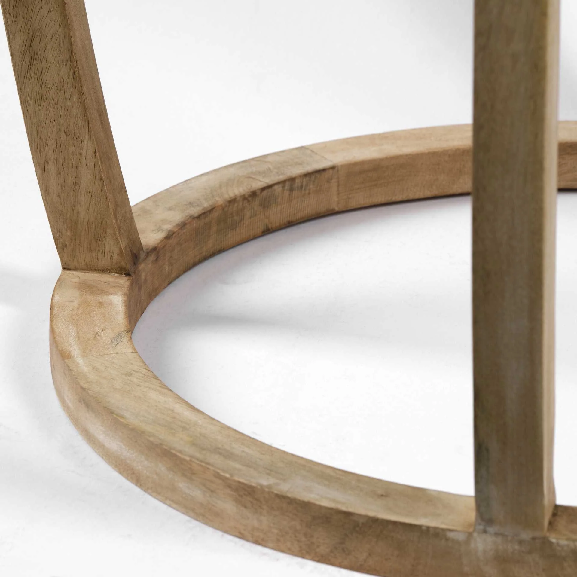 Light Brown Wood Round Top Accent Table with Glass By Homeroots - Image 3