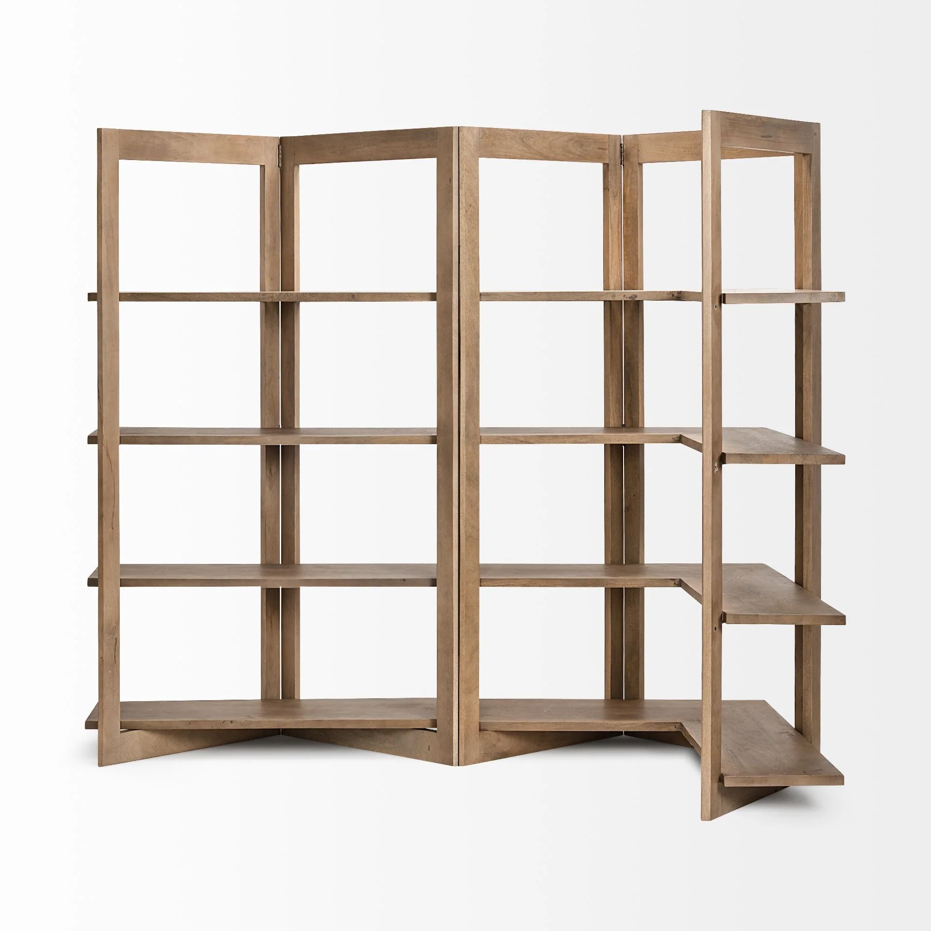 Light Brown Wooden Corner Shelving Unit By Homeroots - Image 7