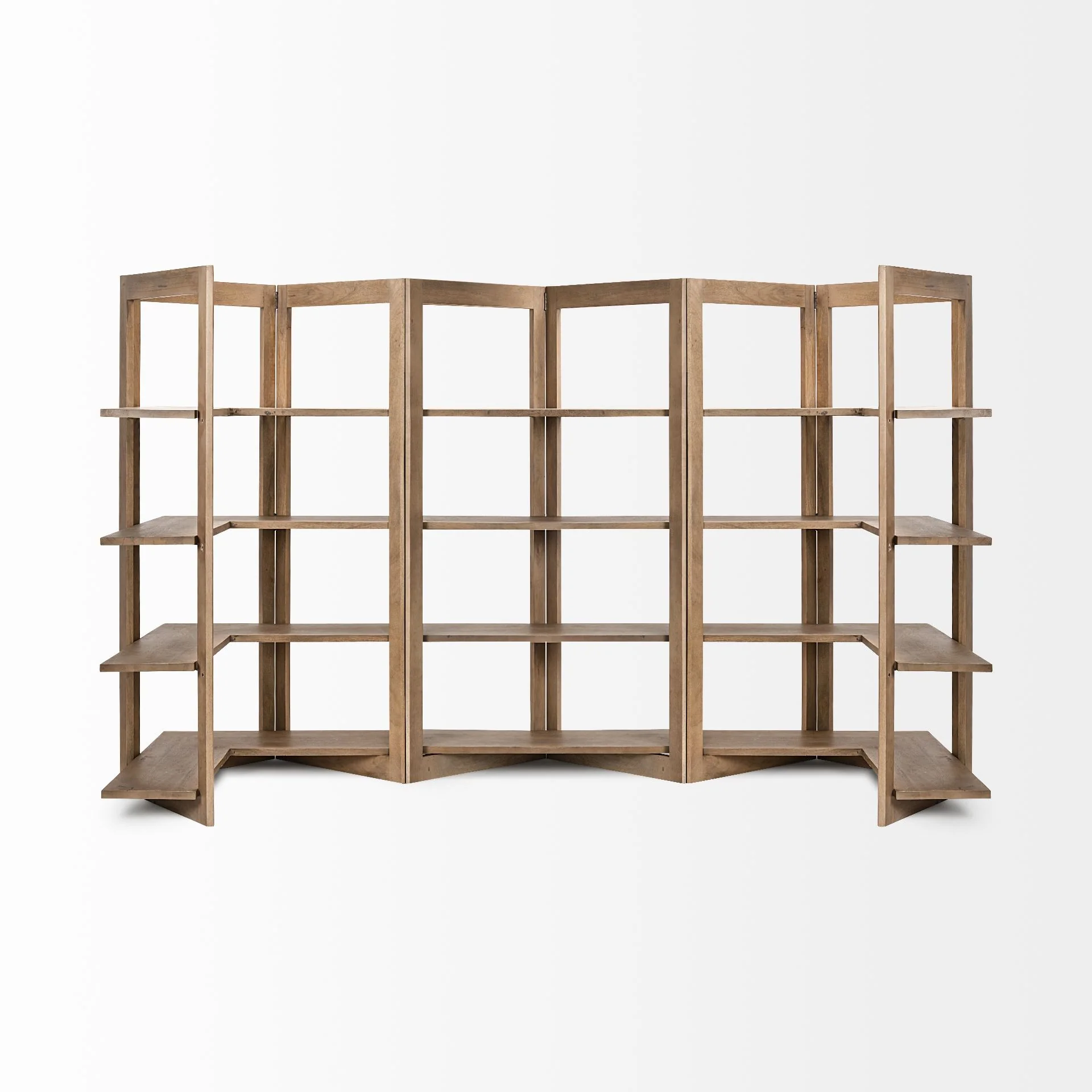 Light Brown Wooden Corner Shelving Unit By Homeroots - Image 8