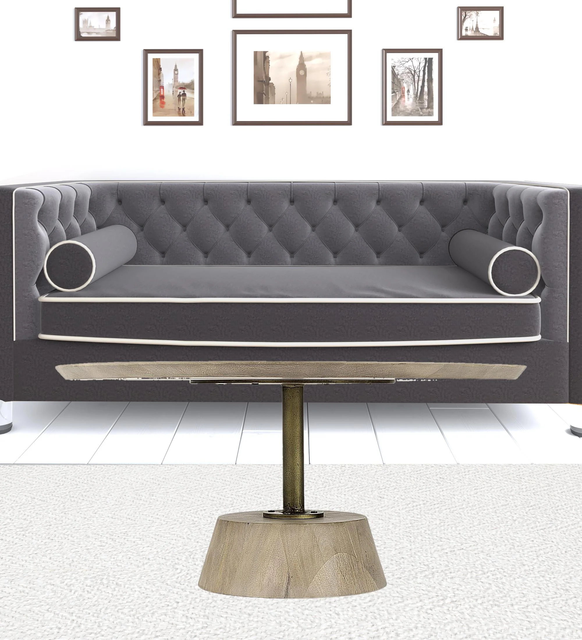 Light Brown Wooden Pedestal Coffee Table By Homeroots - Image 4