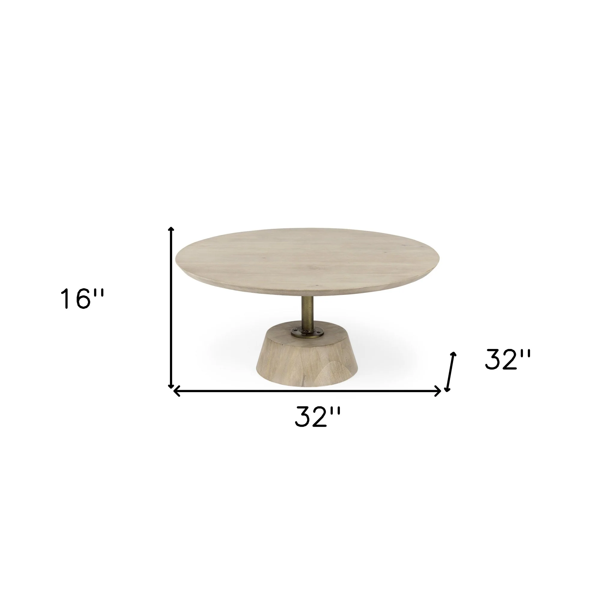 Light Brown Wooden Pedestal Coffee Table By Homeroots - Image 9