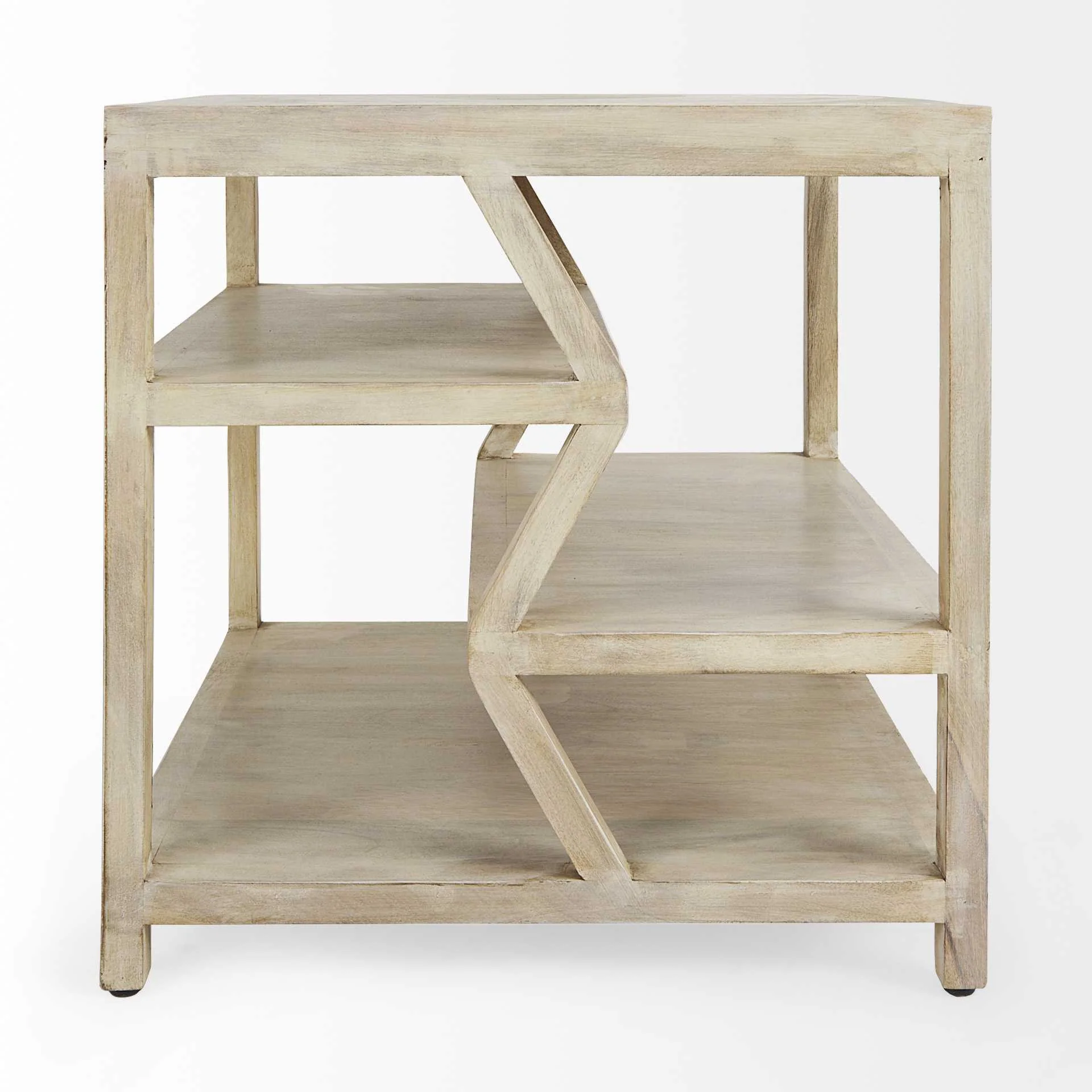 Light Brown Wooden Square Top Side Table with Multi-Level Shelf By Homeroots - Image 5