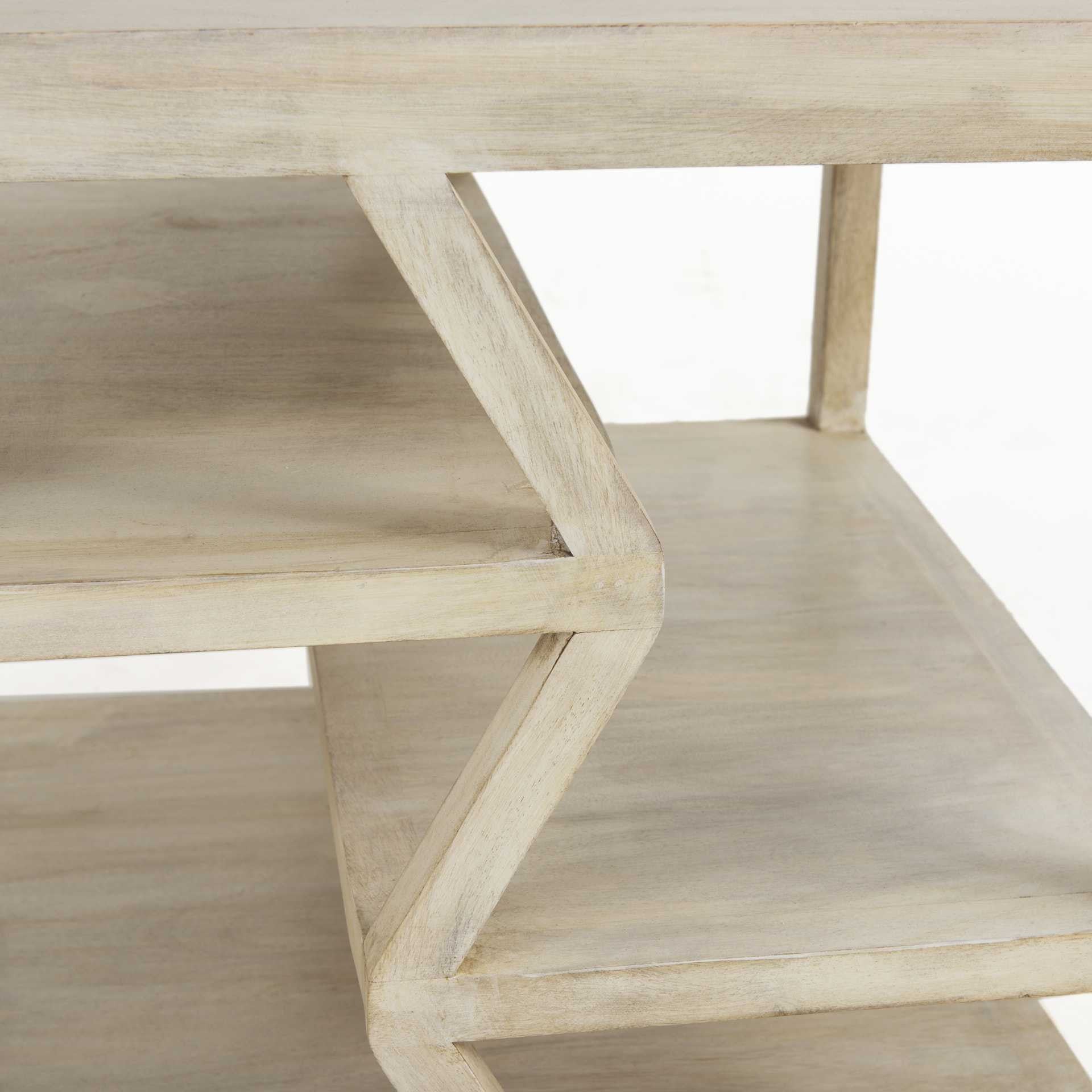 Light Brown Wooden Square Top Side Table with Multi-Level Shelf By Homeroots - Image 8