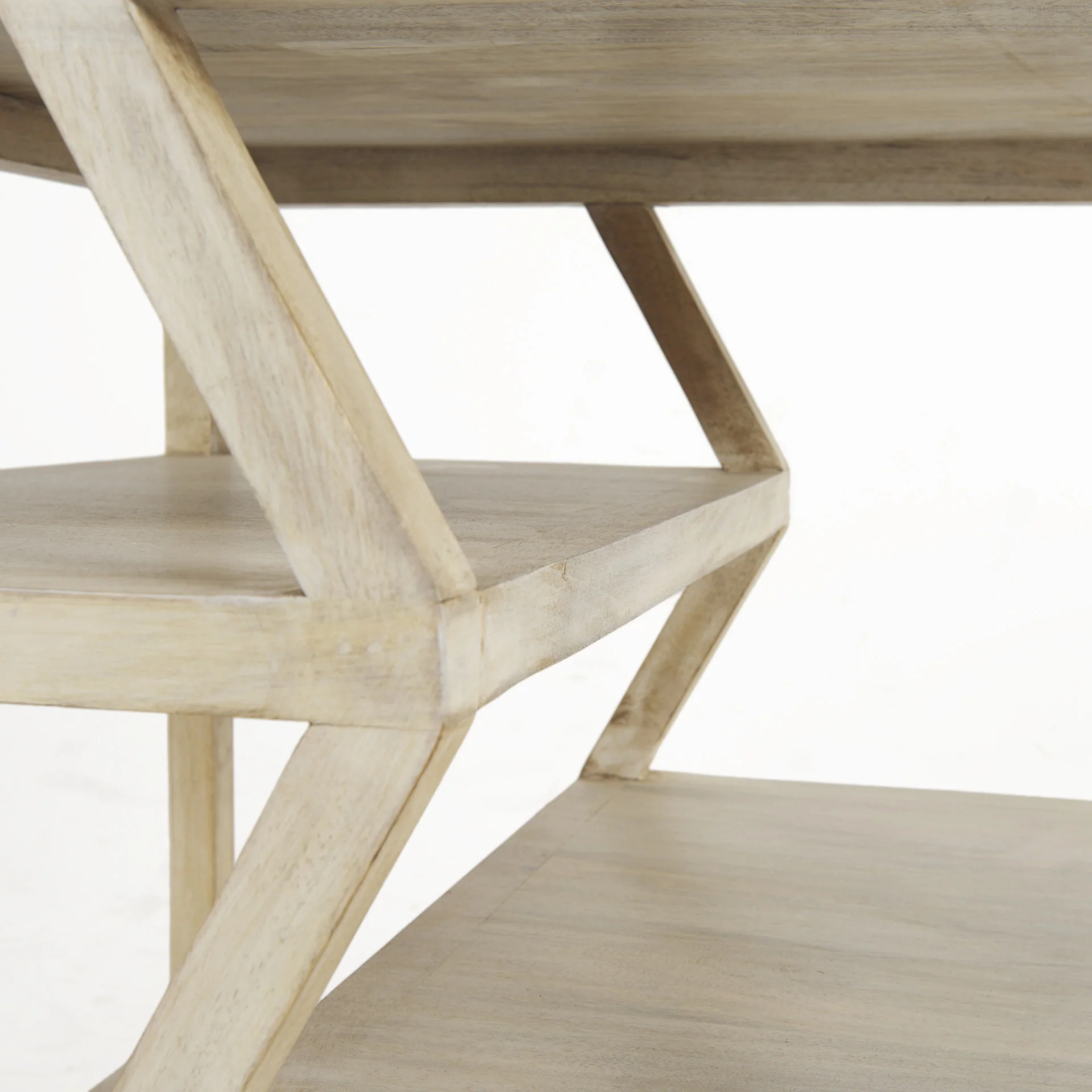 Light Brown Wooden Square Top Side Table with Multi-Level Shelf By Homeroots - Image 9