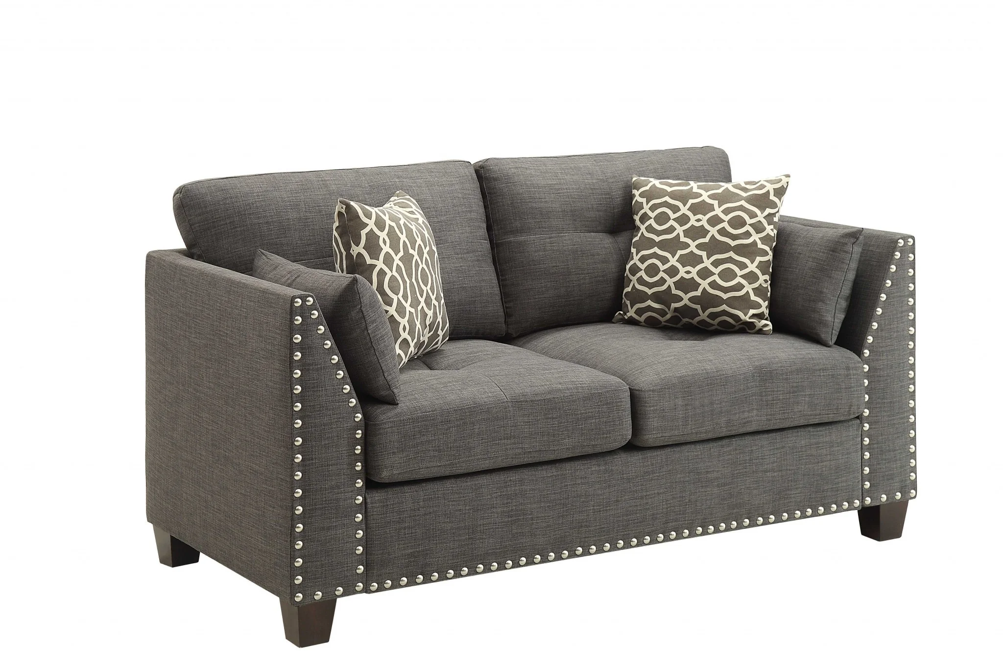 Light Charcoal Linen Loveseat By Homeroots - Image 2