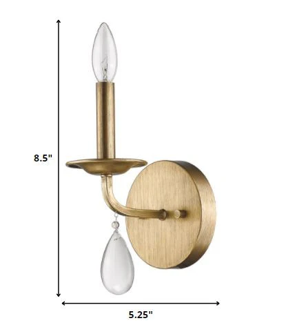 Light Gold Wall Sconce with Crystal Accent By Homeroots - Image 2