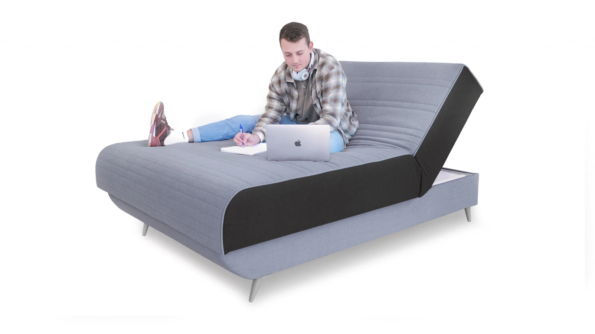 Light Gray Adjustable Hybrid Storage Bed with Full Mattress By Homeroots - Image 6