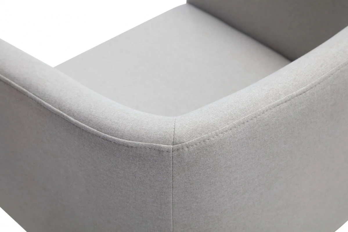 Light Gray And Antiqued Brass Upholstered Fabric Dining Arm Chair By Homeroots - Image 3