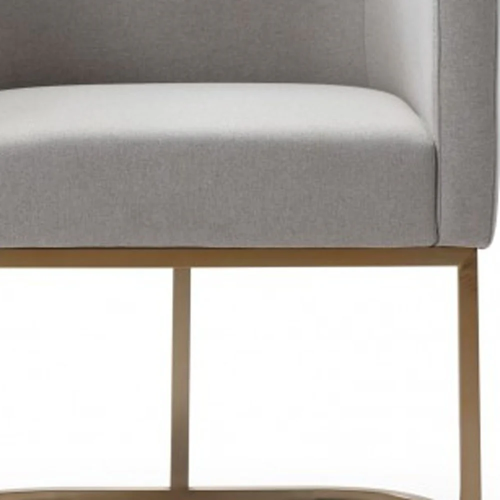 Light Gray And Antiqued Brass Upholstered Fabric Dining Arm Chair By Homeroots - Image 4