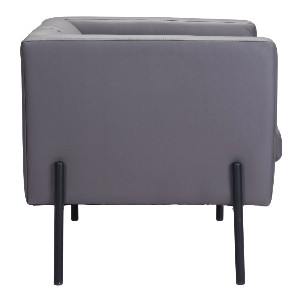Light Gray And Black Faux Leather And Faux Leather Club Chair By Homeroots - Image 4