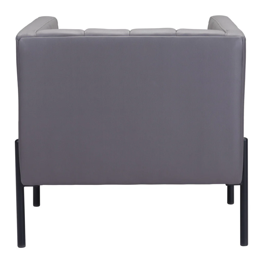 Light Gray And Black Faux Leather And Faux Leather Club Chair By Homeroots - Image 5