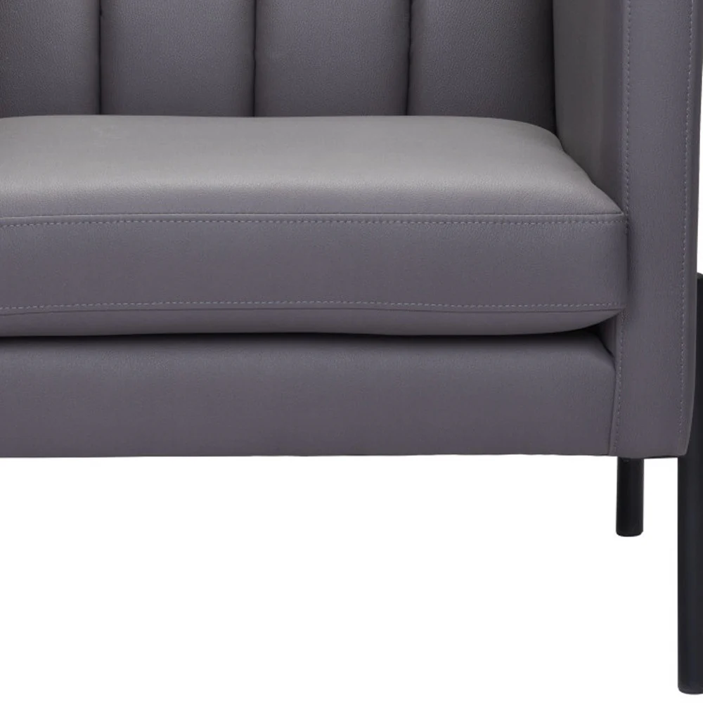 Light Gray And Black Faux Leather And Faux Leather Club Chair By Homeroots - Image 6