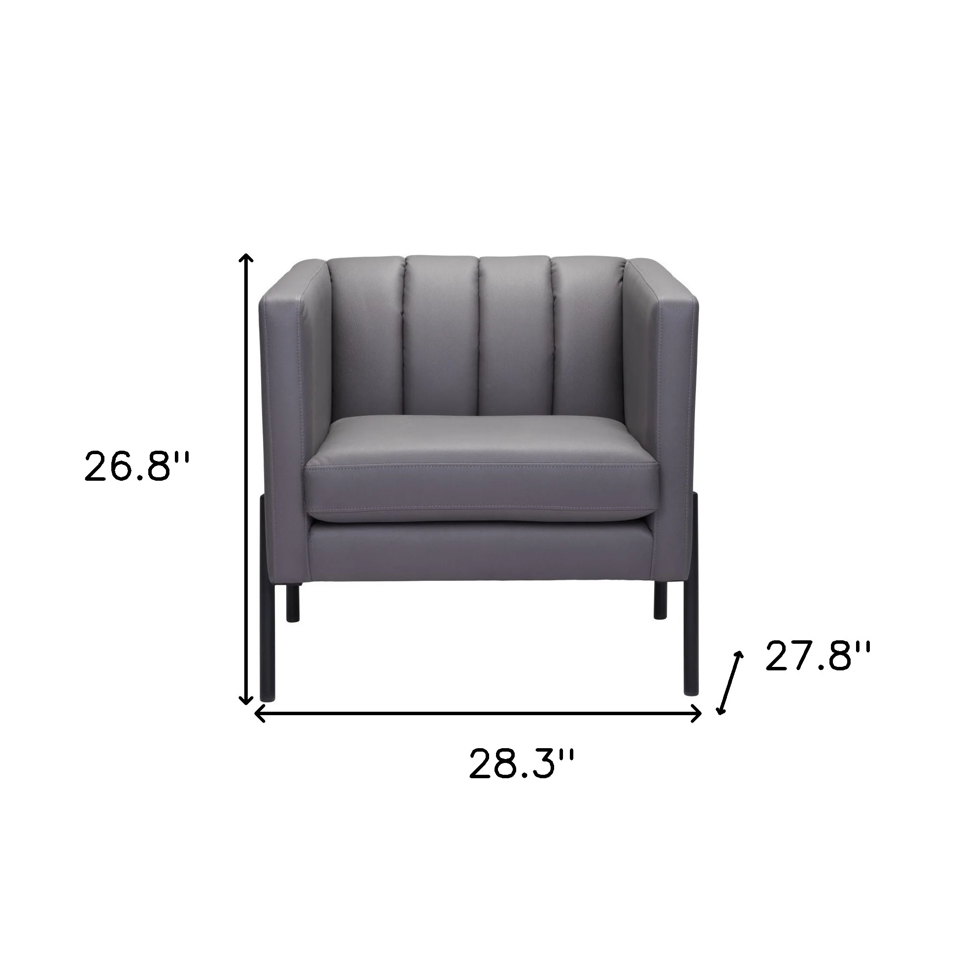 Light Gray And Black Faux Leather And Faux Leather Club Chair By Homeroots - Image 7
