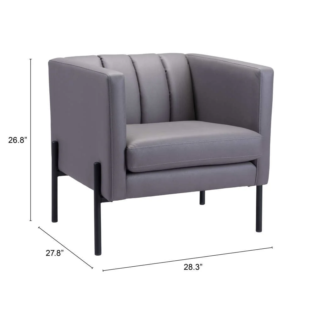Light Gray And Black Faux Leather And Faux Leather Club Chair By Homeroots - Image 8