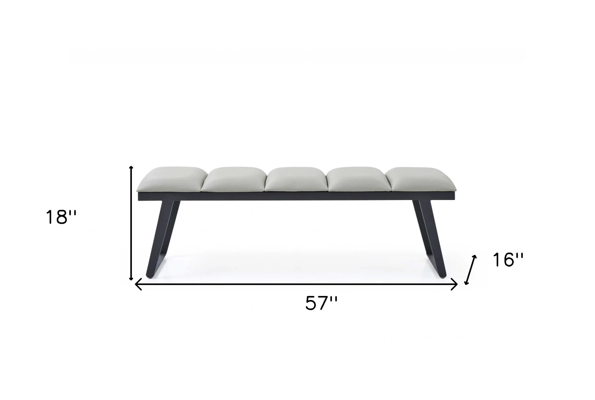 Light Gray and Black Upholstered Faux Leather Bench By Homeroots - Image 8