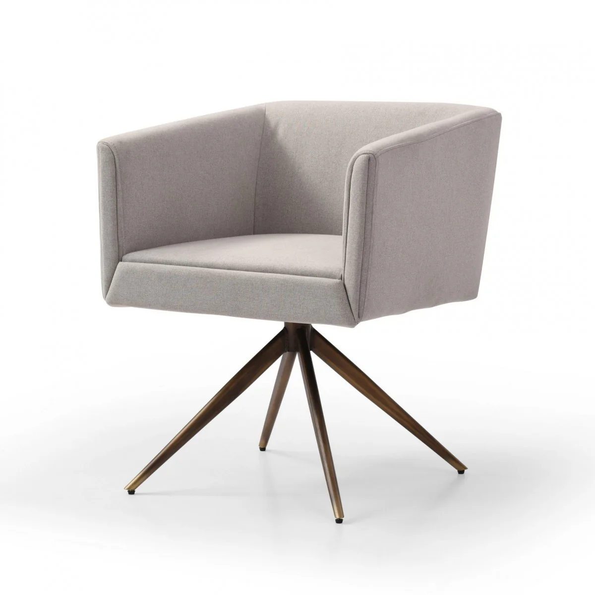 Light Gray And Brass Upholstered Fabric Dining Arm Chair By Homeroots - Image 3