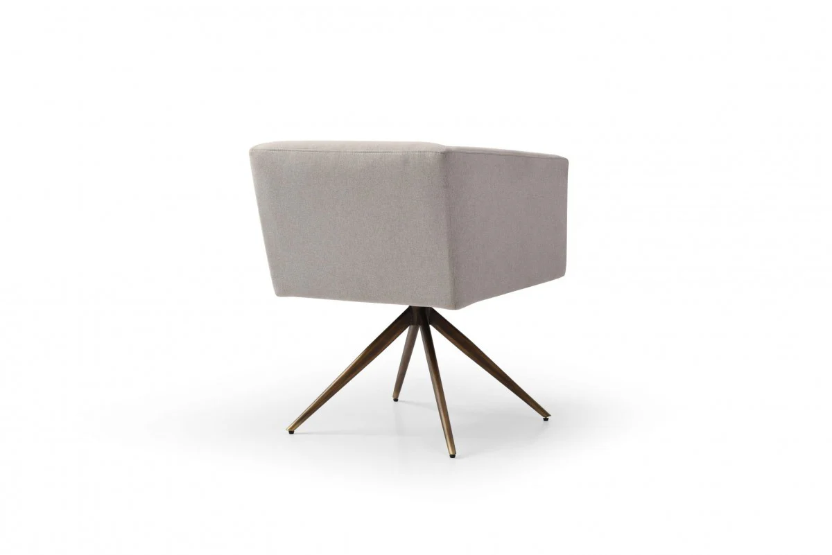 Light Gray And Brass Upholstered Fabric Dining Arm Chair By Homeroots - Image 5