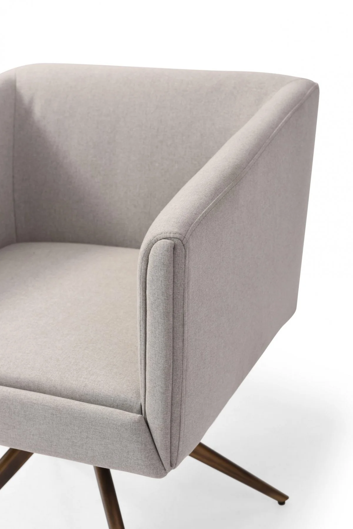 Light Gray And Brass Upholstered Fabric Dining Arm Chair By Homeroots - Image 6